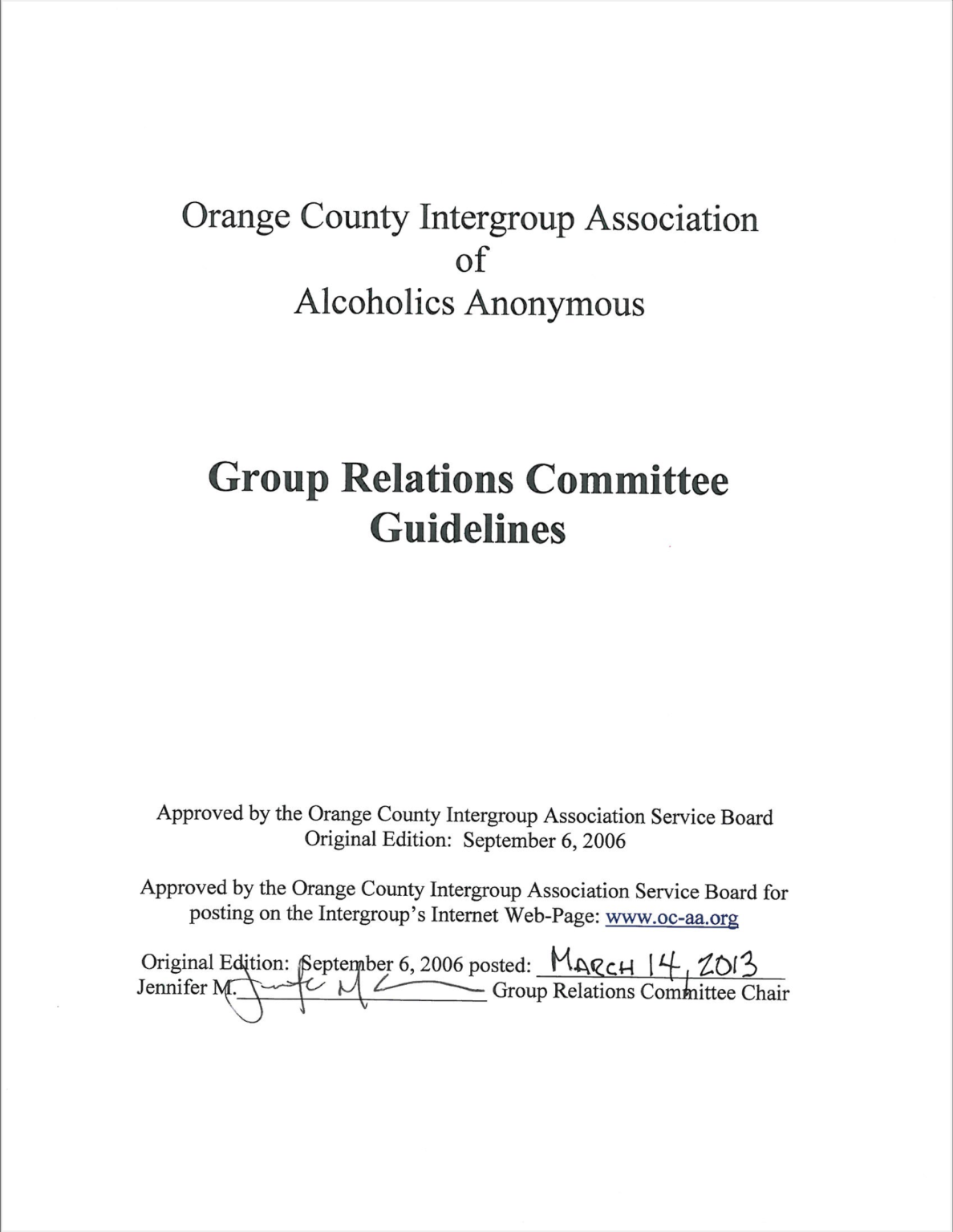 Committee Guidelines Orange County Intergroup Association